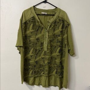 We The Free Olive Green Lace Top